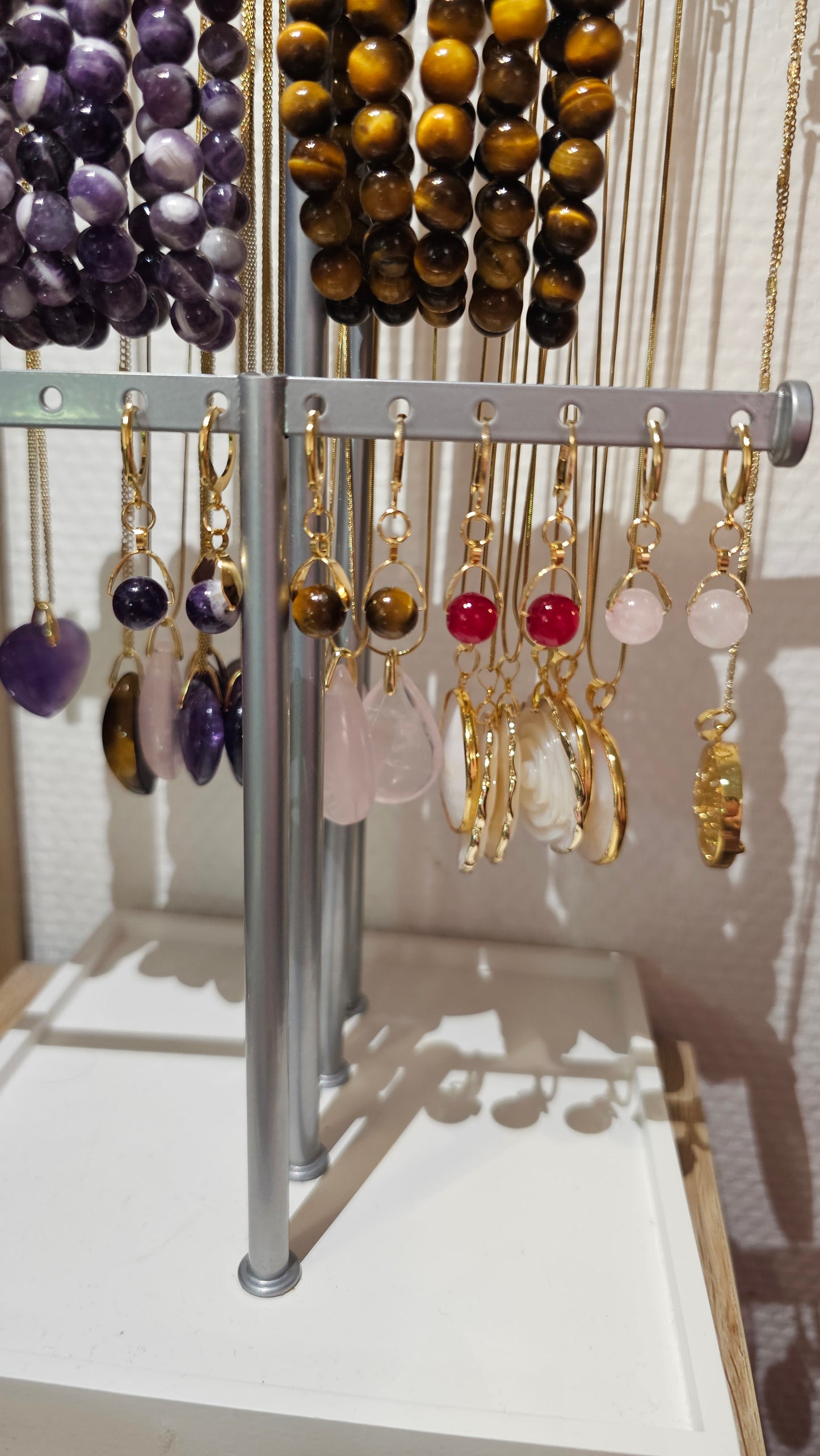 Boucles d'oreilles en acier inoxydable et oeil de tigre