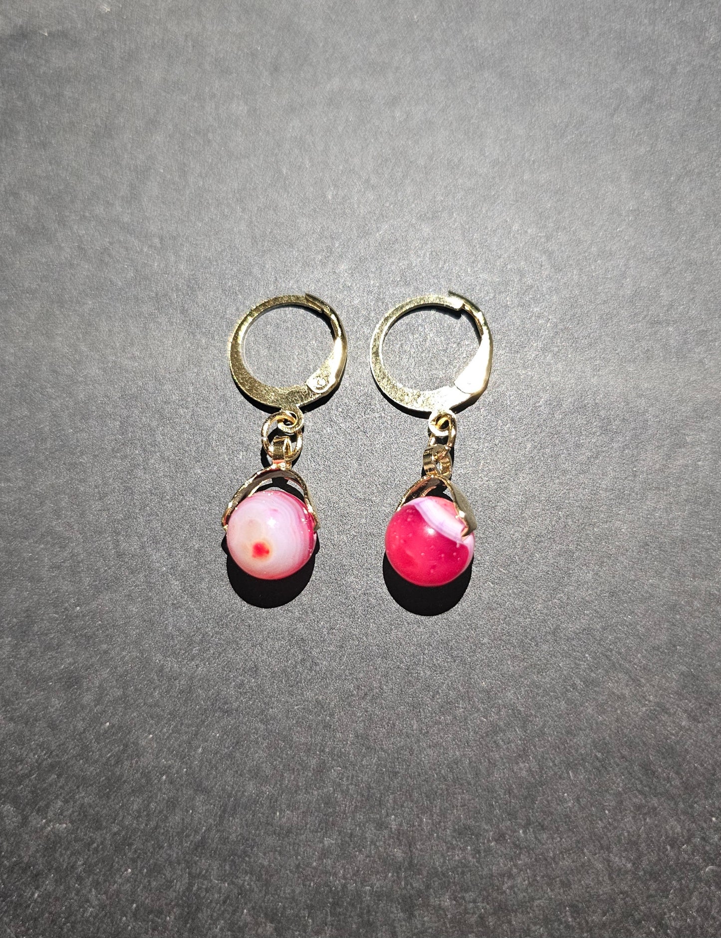 Boucles d'oreilles en acier inoxydable et agate rubanée