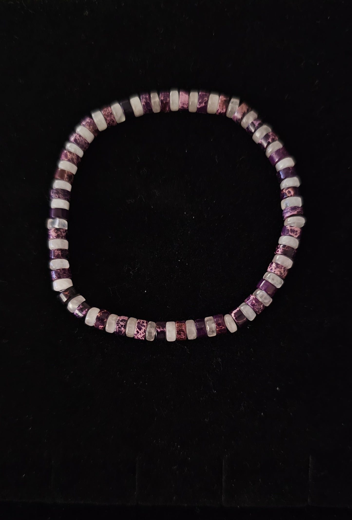 Bracelet élastique en quartz rose et jaspe impérial violet