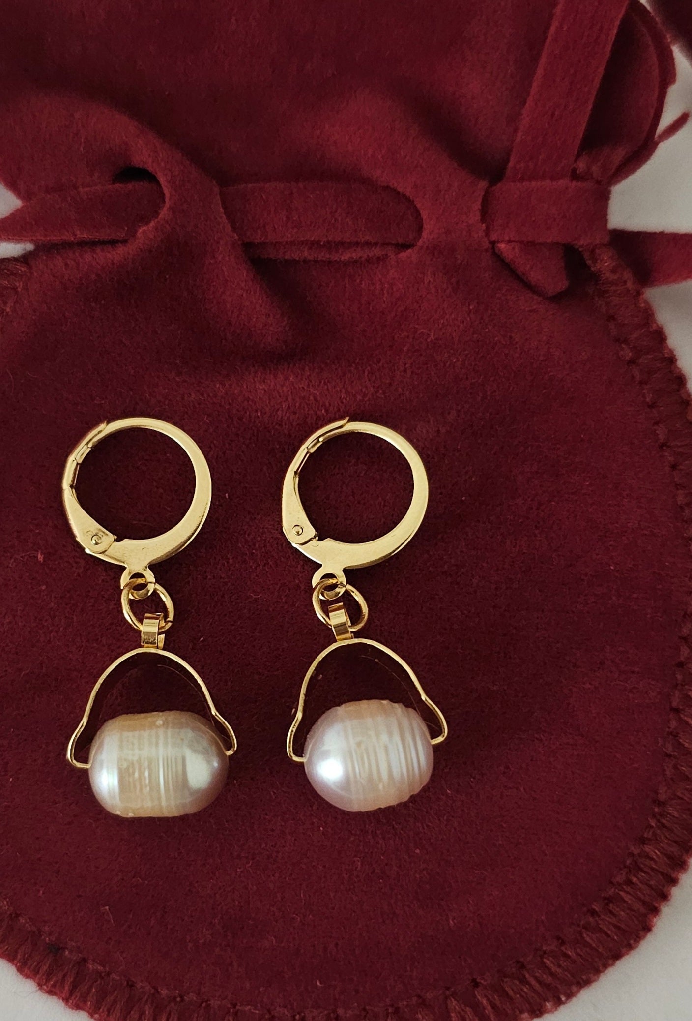 Boucle d'oreilles en acier inoxydable et perles de culture