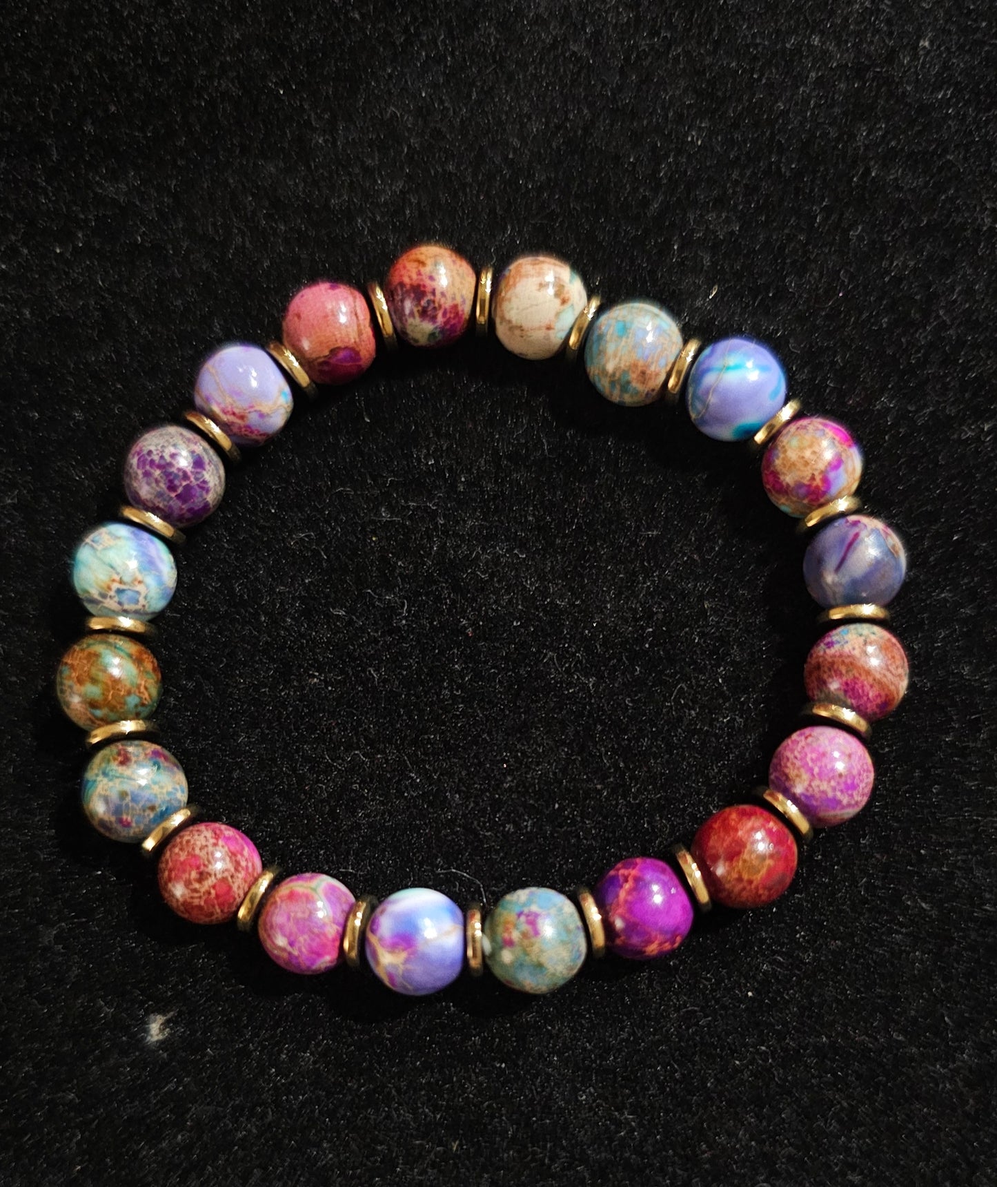 Bracelet en jaspe impérial violet et hématite