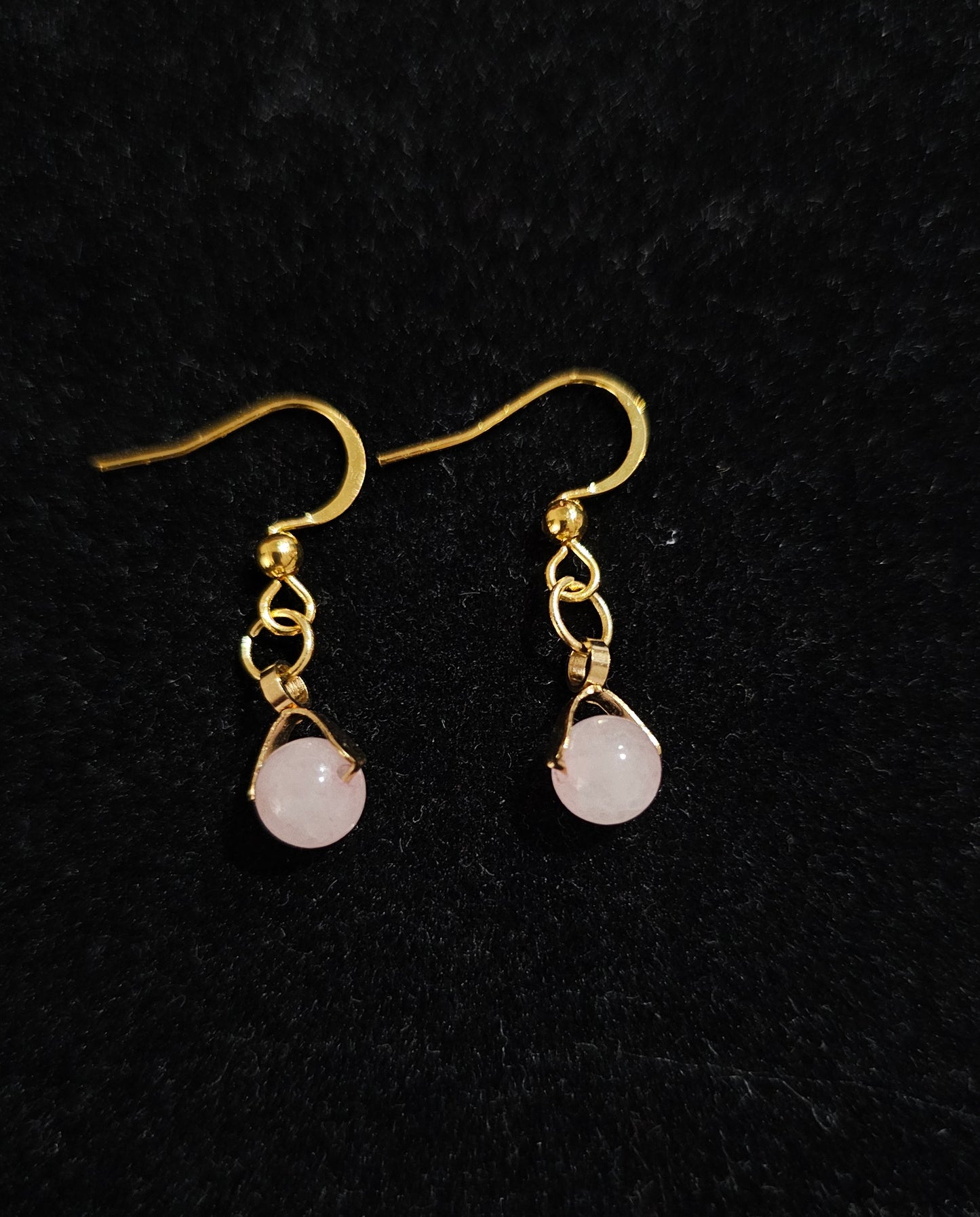 Boucle d'oreilles en acier inoxydable et quartz rose