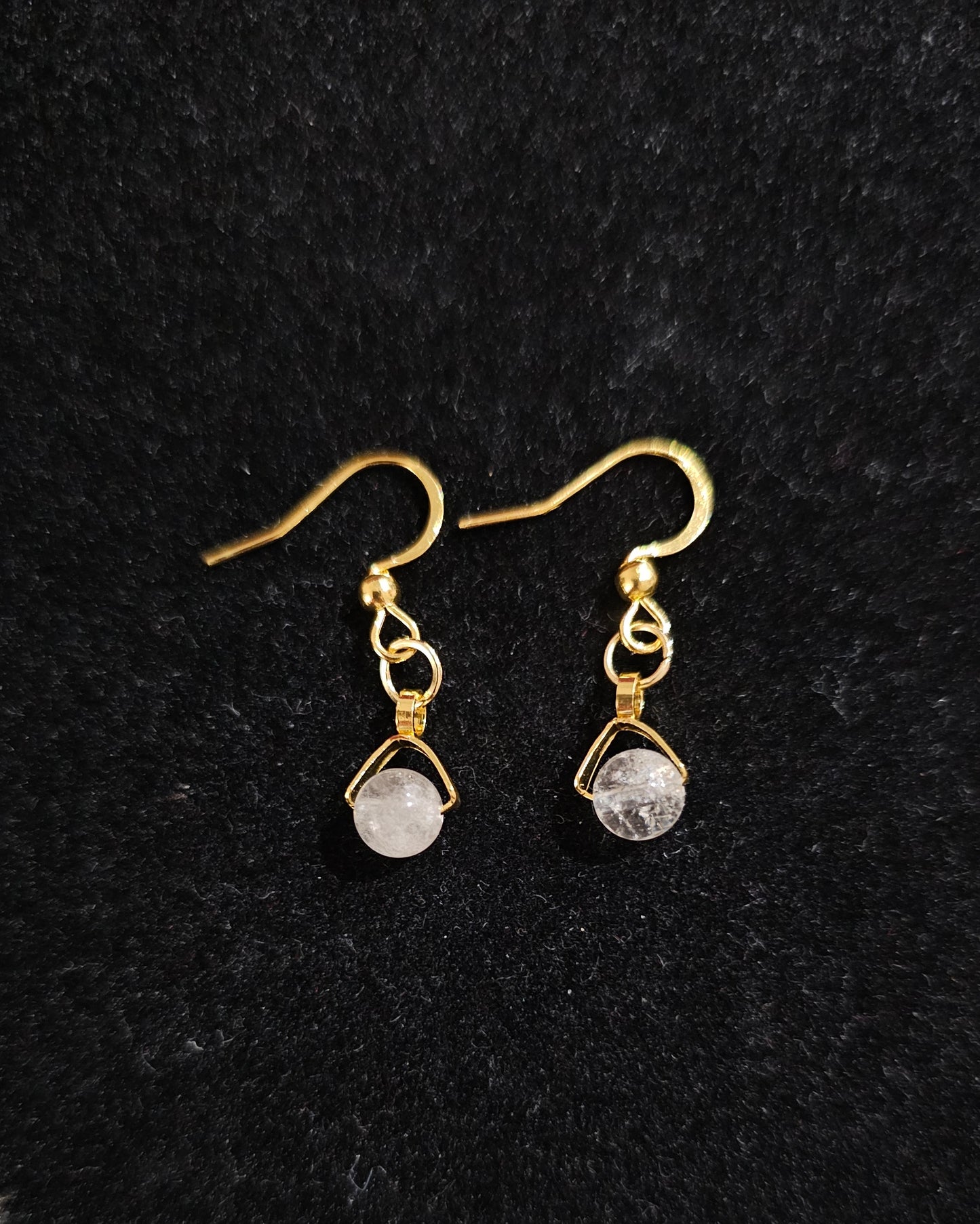 Boucle d'oreilles en acier inoxydable et quartz clair