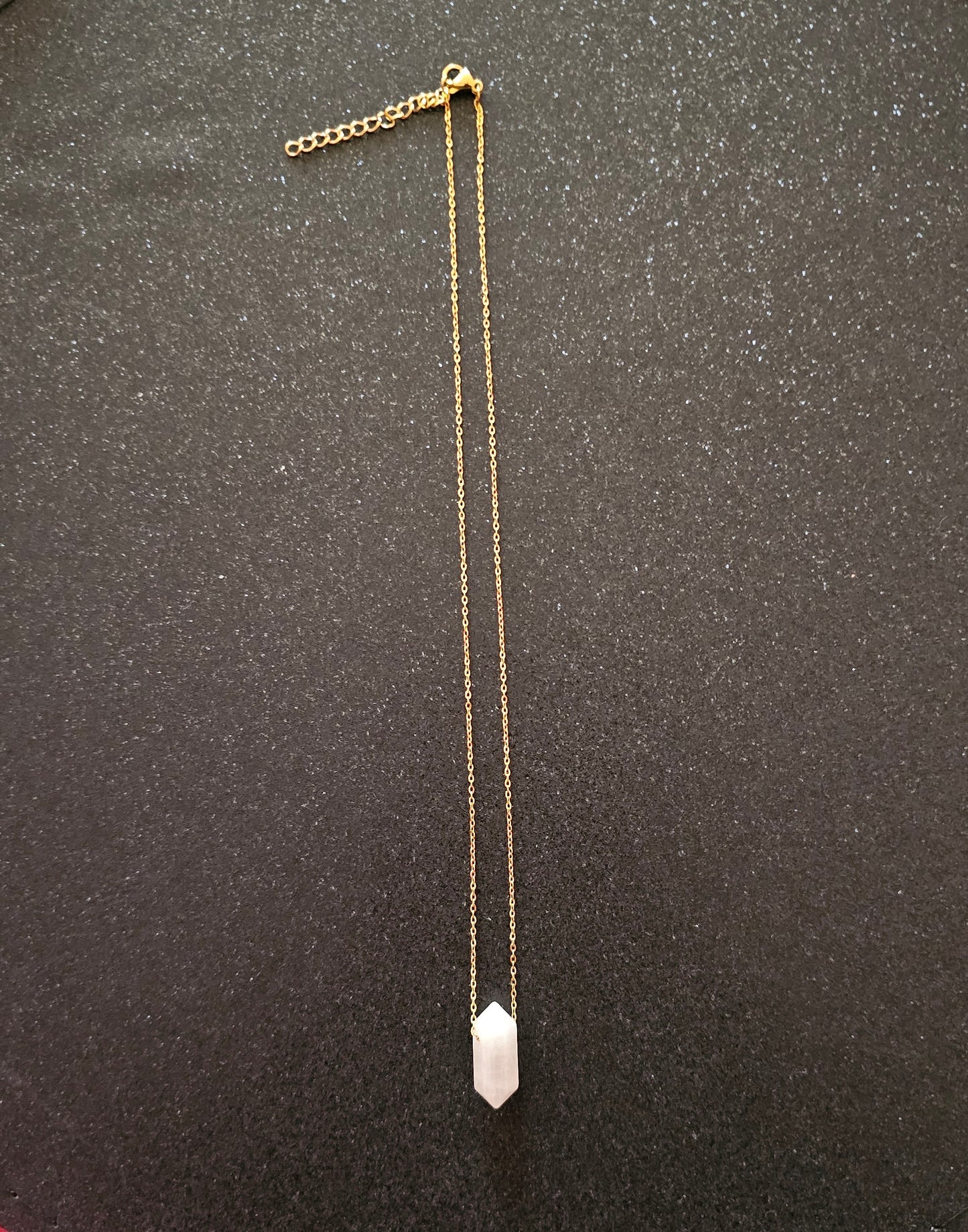 Collier en acier inoxydable et quartz rose