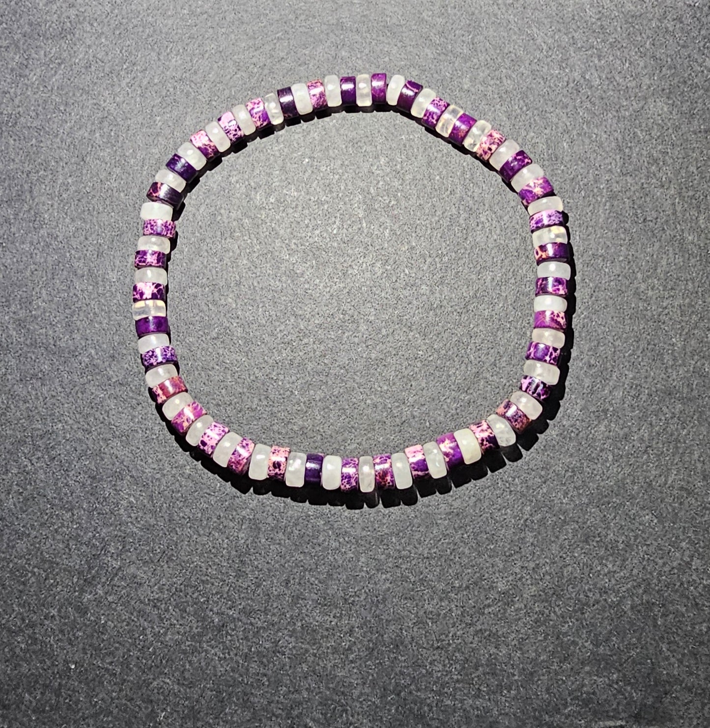 Bracelet élastique en quartz rose et jaspe impérial violet