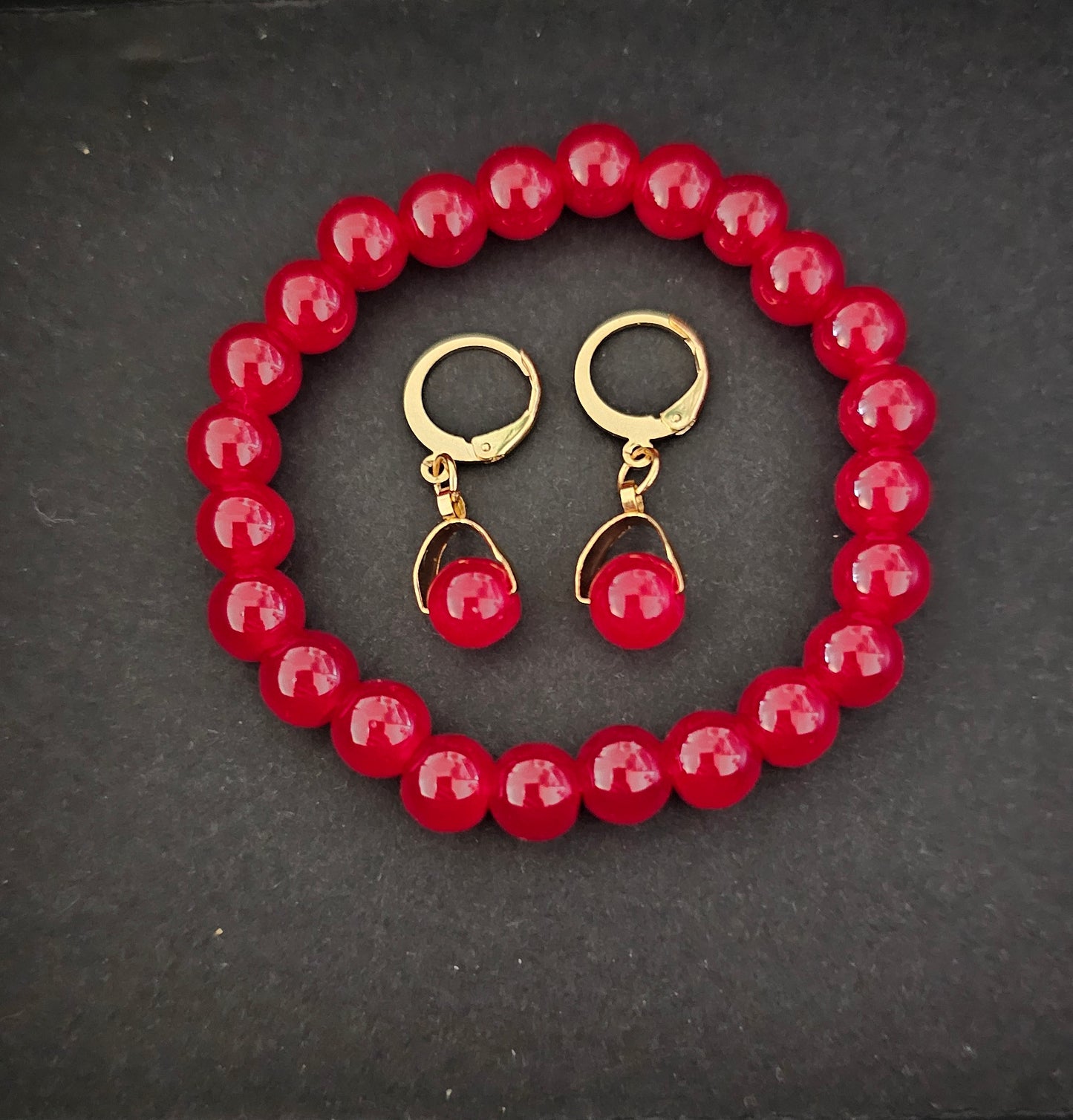 Boucle d'oreilles en acier inoxydable et agate rouge