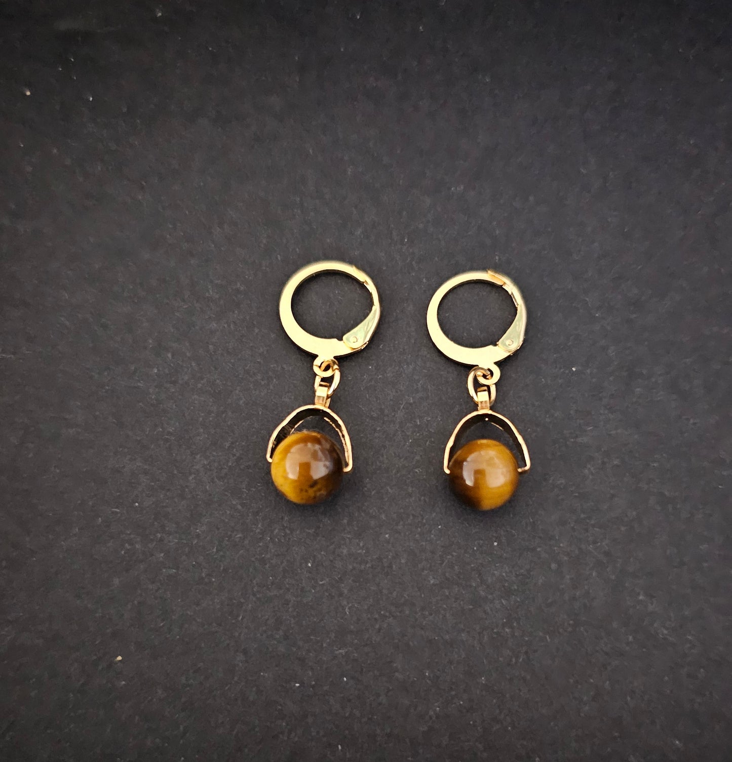 Boucles d'oreilles en acier inoxydable et oeil de tigre