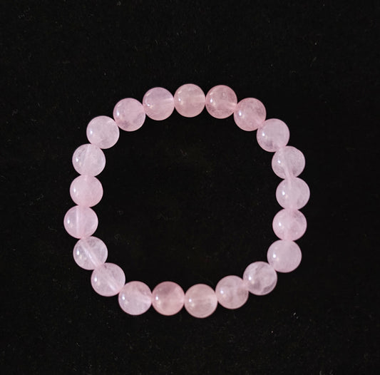 Bracelet élastique en quartz rose