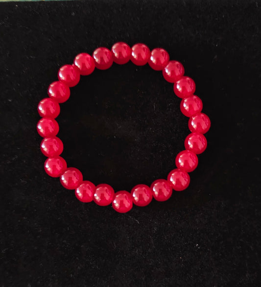 Bracelet élastique agate rouge corail