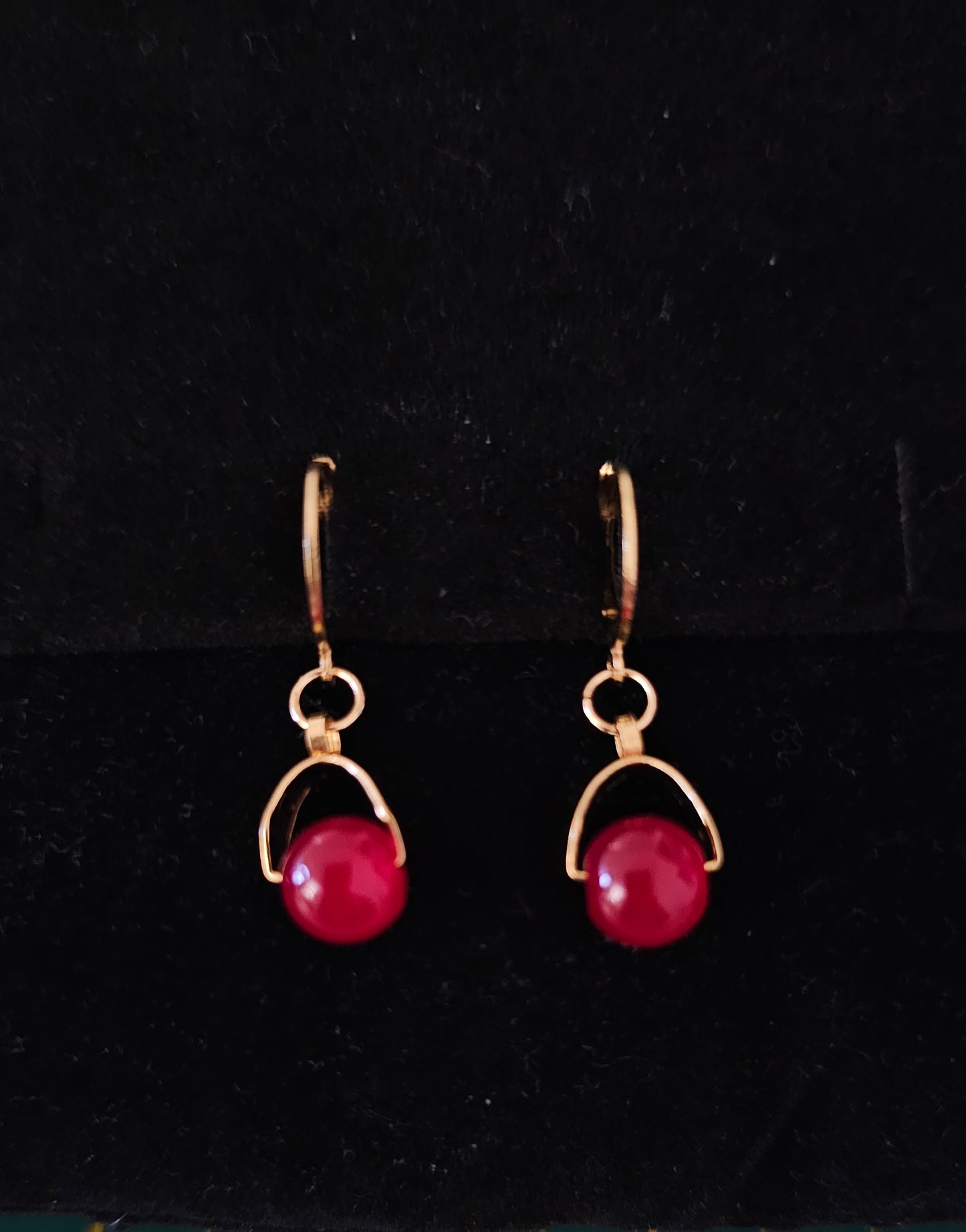 Boucle d'oreilles en acier inoxydable et agate rouge