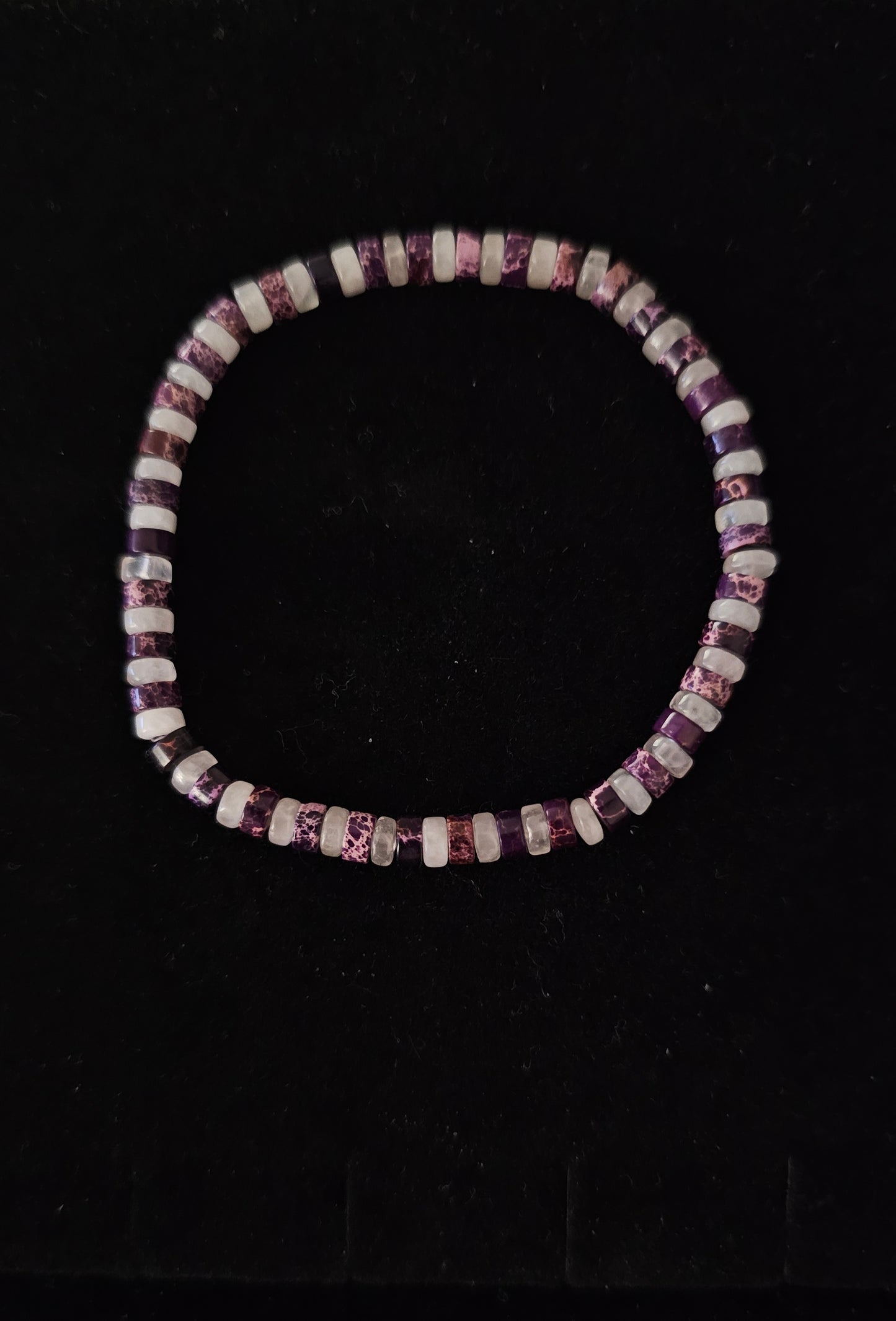 Bracelet élastique en quartz rose et jaspe impérial violet