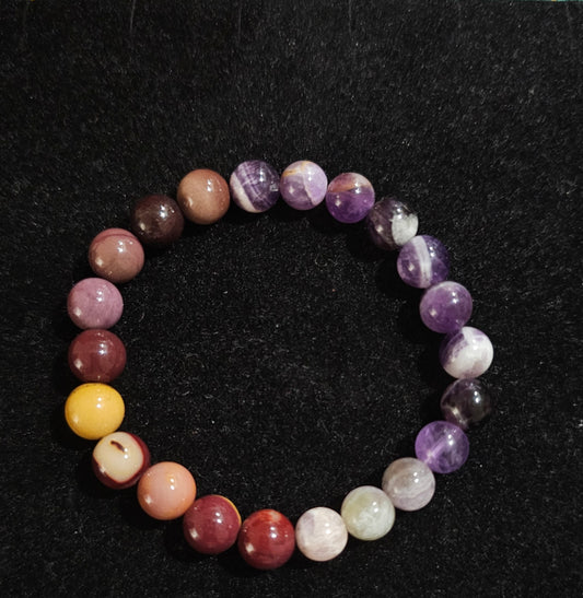 Bracelet jaspe mokaïte, améthyste chevron