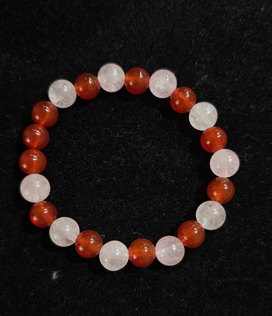 Bracelet quartz rose et cornaline