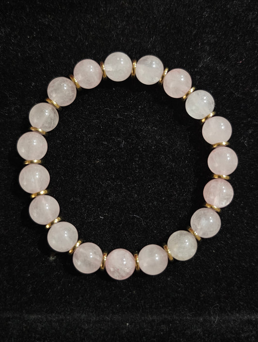Bracelet en quartz rose et hématite