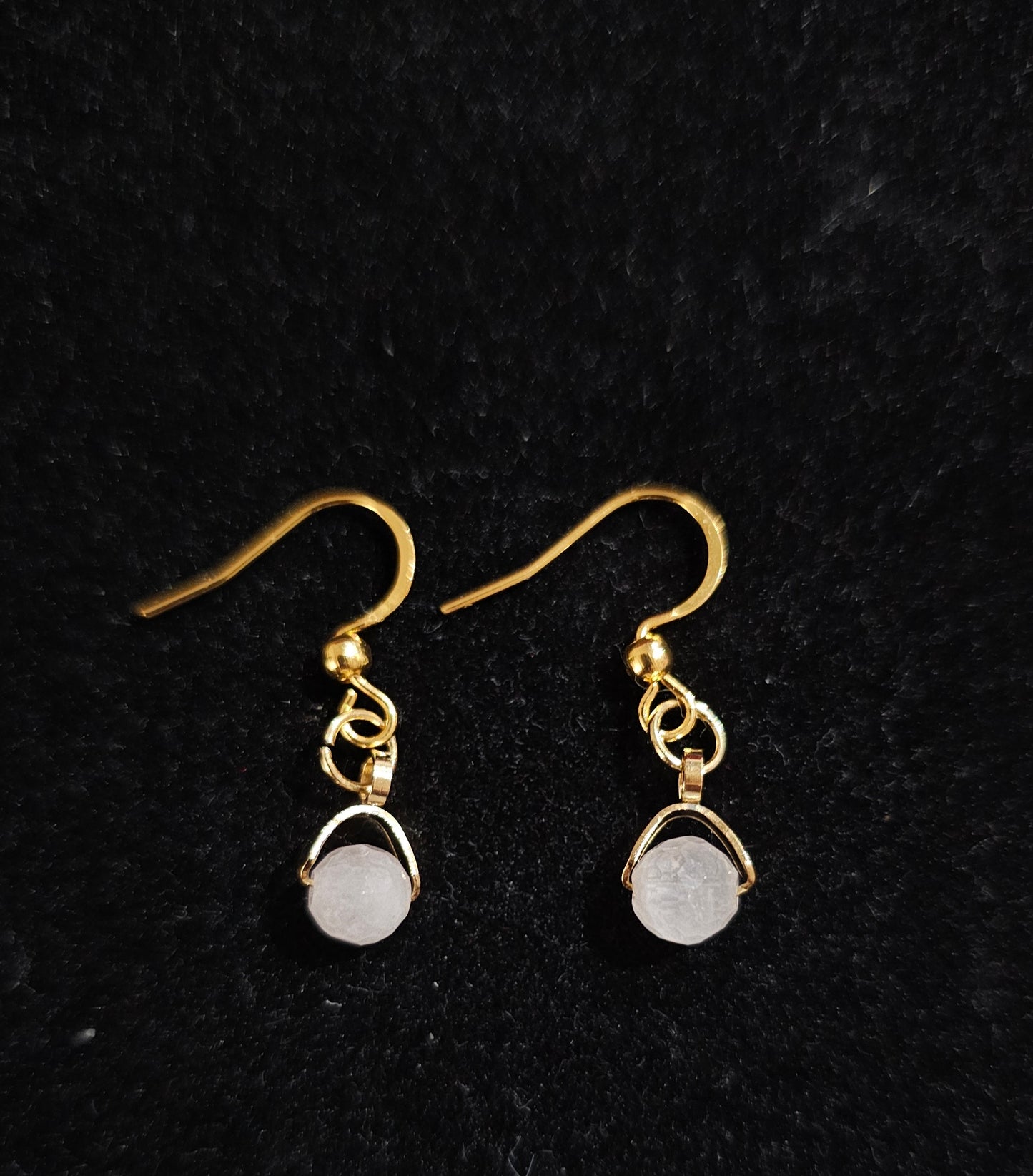 Boucle d'oreilles en acier inoxydable et quartz rose