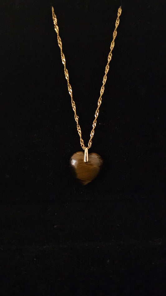 Collier acier inoxydable et œil de tigre