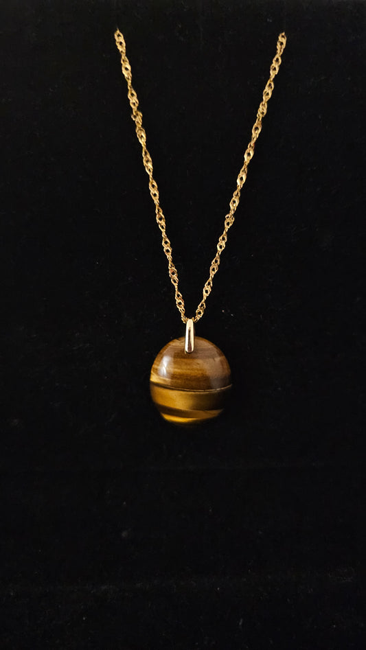 Collier en acier inoxydable et œil de tigre