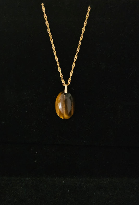 Collier en acier inoxydable et œil de tigre