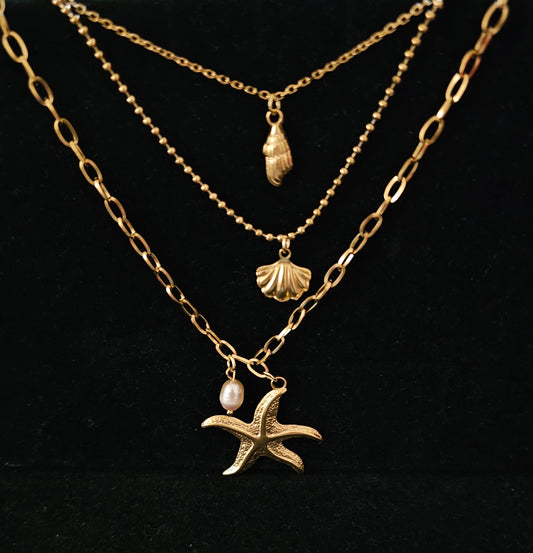 Collier en acier inoxydable et perle douce